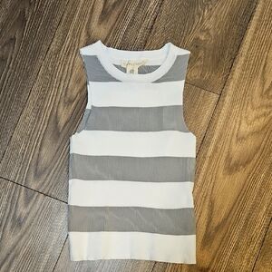 Wild Fable Gray and White Striped Crop Top